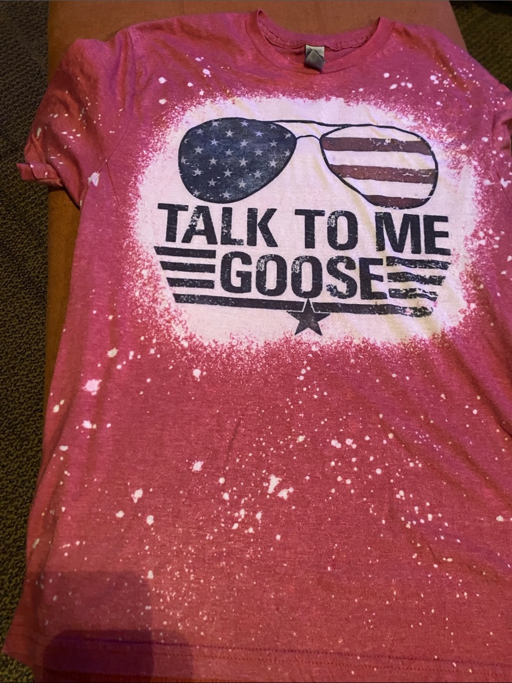 Gildan Pink 'Talk To Me Goose' Graphic Tee with American Flag Sunglasses